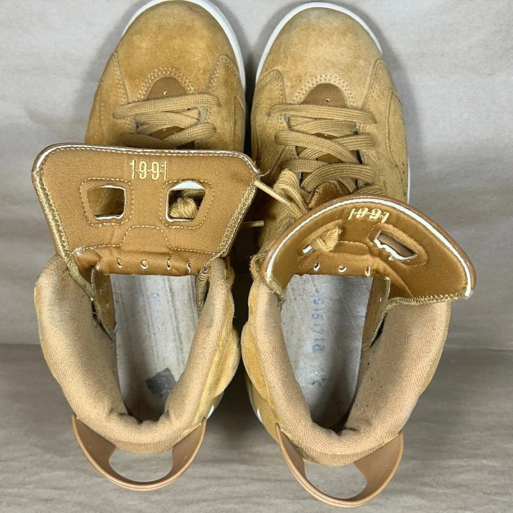 Jordan 6 Retro Wheat Men 9 Golden Harvest Suede High Top 384664-705